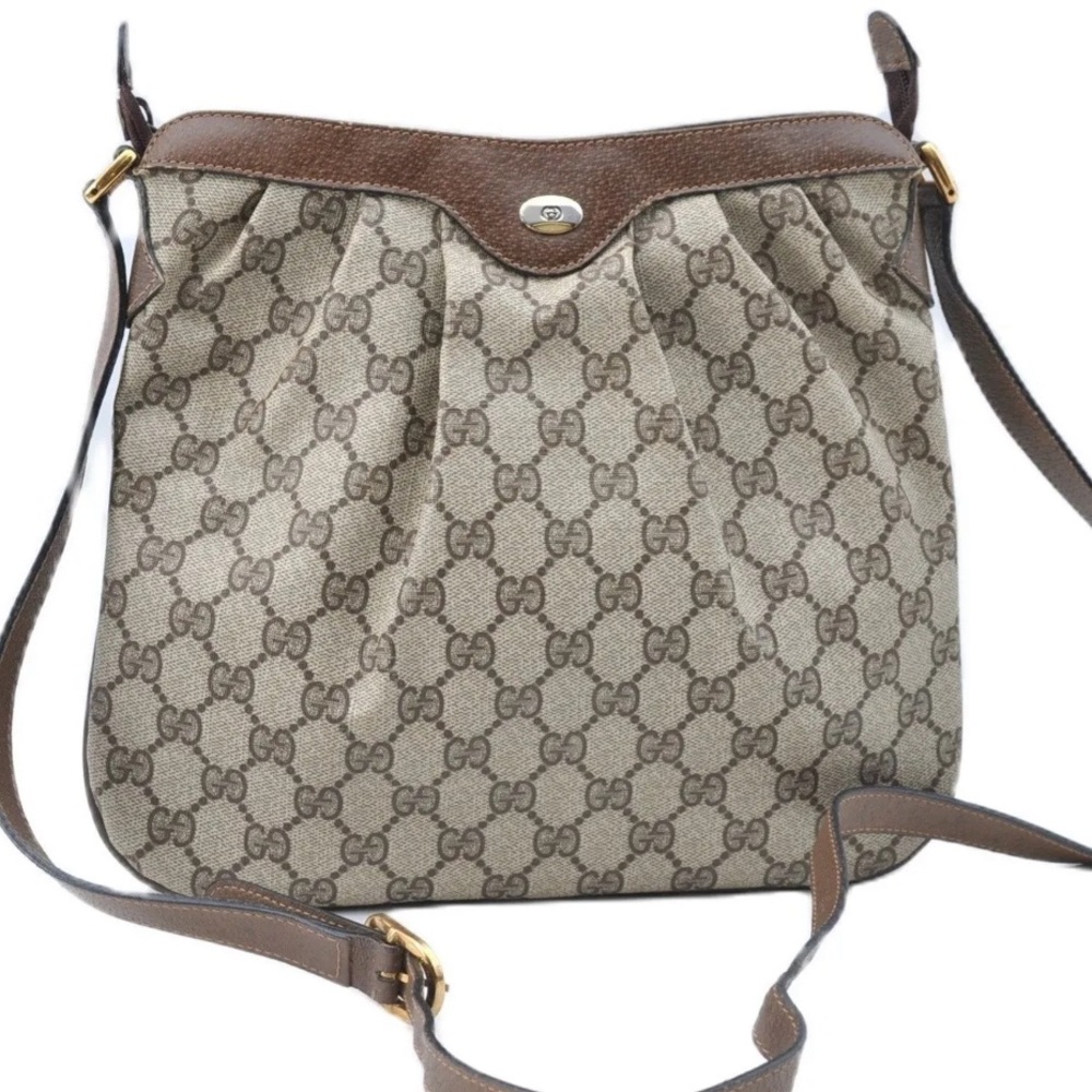 🔥$289 GUCCI GG SUPREME CANVAS LEATHER BAG